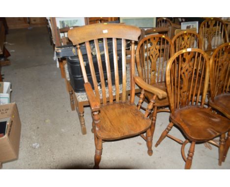 An elm seated stick back elbow chair 