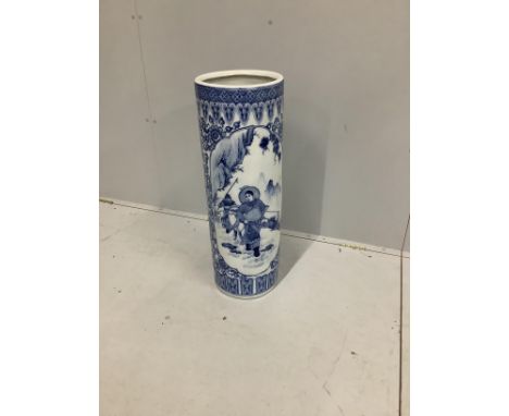 A modern Chinese blue and white stick stand, height 77cm