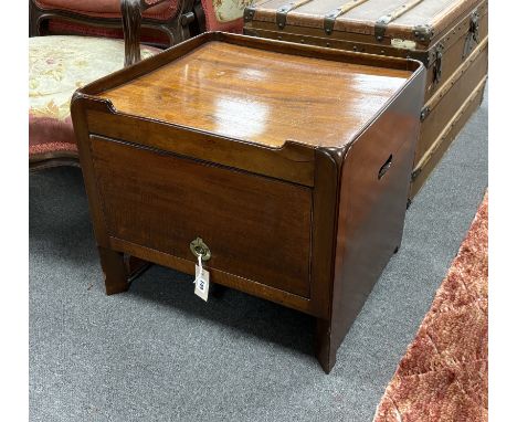 A George III mahogany tray top commode, cut-down, width 53cm, depth 49cm, height 47cm