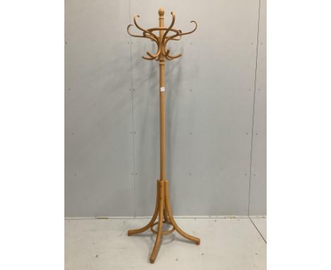 A contemporary beech bentwood coat / hat stand, height 196cm