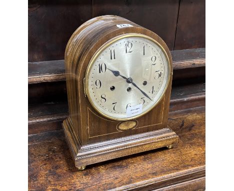 A George V inlaid mahogany mantel clock, height 34cm