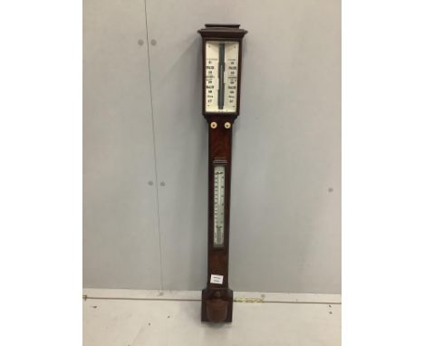 A Victorian mahogany stick barometer, height 95cm