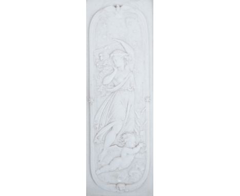 An ornate framed reconstituted stone frieze, 42 x 23cm