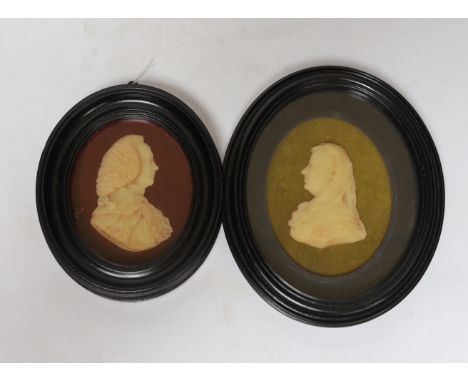 Two wax portraits in oval frames, William Murray the First Earl of Mansfield (1705-1793) and his wife Lady Elizabeth Finch, l