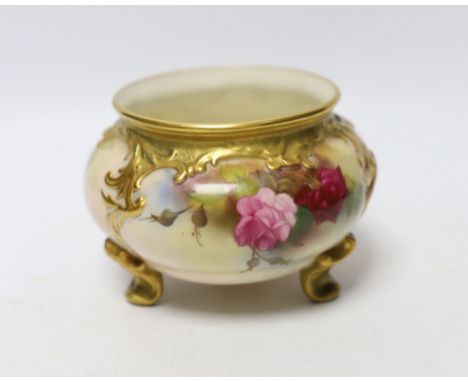 A Royal Worcester vase painted with roses, signed E M Fildes, 8cm high