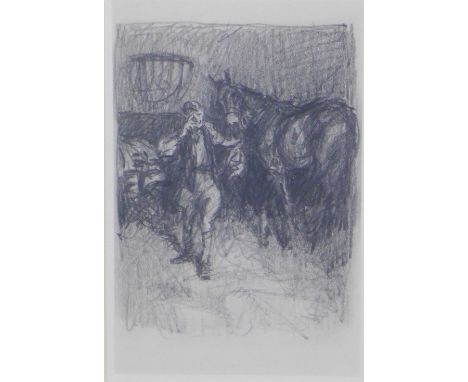 Gilbert Joseph Holiday (1879 - 1937) 'Mornin' Sir(Groom greets his master), pencil sketch, apparently unsigned but labelled v
