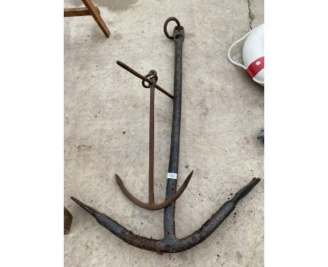 TWO VINTAGE METAL SHIPS ANCHORS 