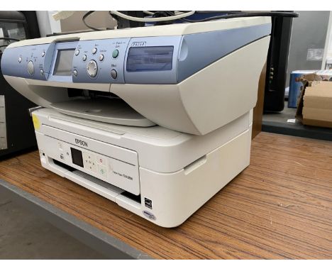 AN ASSORTMENT OF ITEMS TO INCLUDE AN EPSON PRINTER, A LEXMARK COPIER AND A SPEAKER 