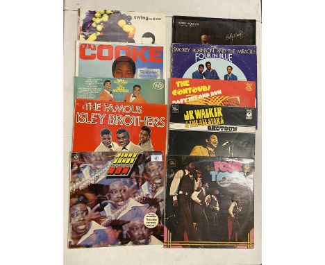 A COLLECTION OF VINYL LP RECORDS TO INCLUDE: JIMMY JAMES AND THE VAGABONDS, THE ISLEY BORTHERS, THE FOUR TOPS, JR WALKER &amp