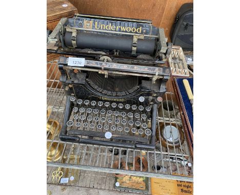 A VINTAGE UNDERWOOD TYPEWRITER STAMPED 'MADE IN THE USA' 