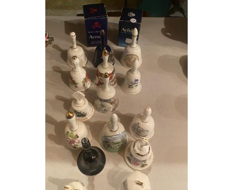 A COLLECTION OF CERAMIC BELLS TO INCLUDE, ROYAL WORCESTER, AYNSLEY, ETC 