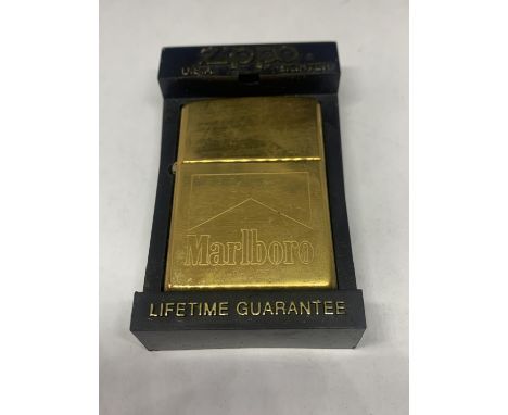 A ZIPPO BRASS MARLBORO LIGHTER 