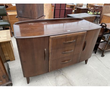 AN ART DECO STYLE MAHOGANY SIDEBOARD BY SUTCLIFFE OF TODMORDEN 55 INCH WIDE 