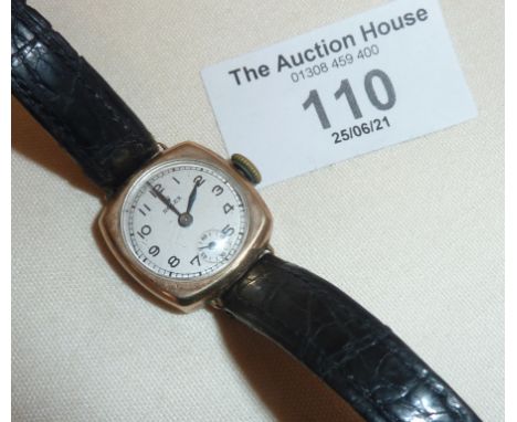 1930's ladies Rolex wrist watch (9ct gold cased), with engraved inscription under "(crown) H.H. From MAHARAJA SAHIB K.S. DARB