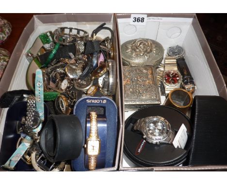 Two boxes of vintage wrist watches and parts