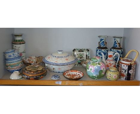 Collection of assorted modern Chinese &amp; Japanese porcelain bowls, vases and jars