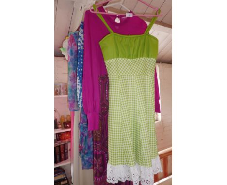 Vintage clothing: Large collection of 1970's and 80's polyester dresses, inc. maxi styles. Labels include Hamells, Winchester