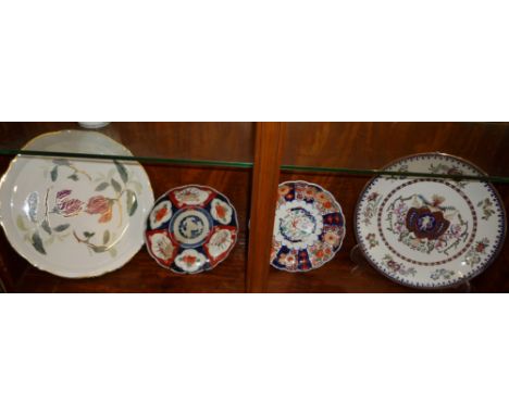 Two Japanese Imari plates and two other larger plates