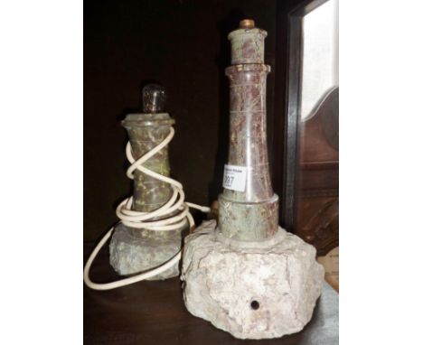 Serpentine Eddystone lighthouse lamp and another similar