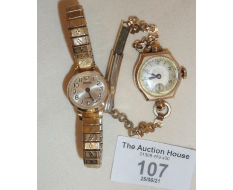 Two ladies' vintage watches, one with 9ct gold case