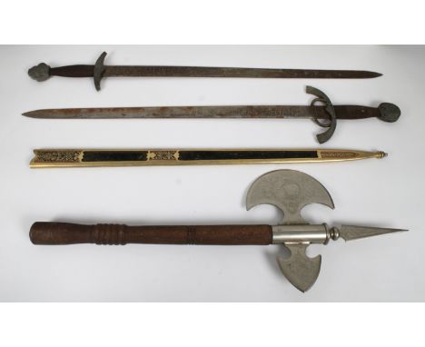  Imitation / reproduction swords and axe to include Great Captain (Gonzalo Fern&nbsp;ndez de C¢rdoba) sword; Sword of Alfonso