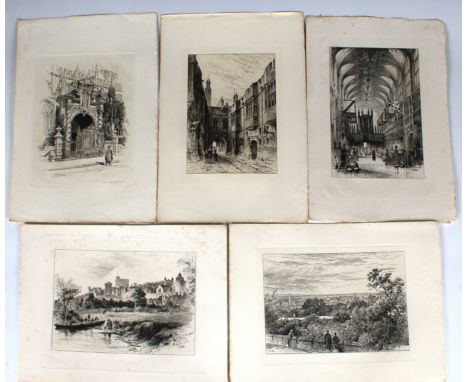  Joseph Pennell (American, 1857-1926) Porch Gate, St Mary-the-Virgins, Oxford, etching on laid paper, signed, titled and date