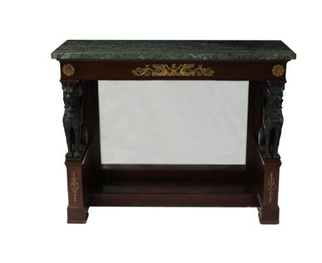  A late nineteenth century Dutch mahogany and ormolu marble topped console table by Pander &amp; Zonen Amsterdam the rectangu