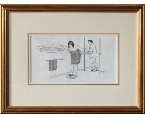  Patrick Wright (Welsh, b.1945) "You'll have to buy some new scales tomorrow; these are dammed liars", pen and ink and monoch
