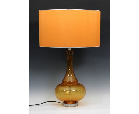  1960's Glass Lamp with original lampshade 42cm high, 74cm with shade 