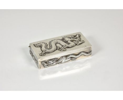 An early 20th century Chinese export silver dragon snuff box, by Wang Hing &amp; Co, Hong Kong rectangular form, the sides an
