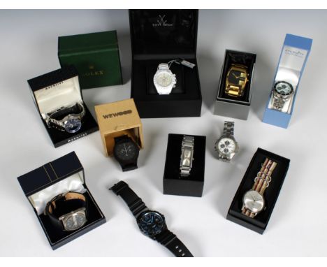  A collection of wristwatches to include a boxed Toywatch Candy Sugar; boxed Wewood Kappa Black; Nixon; Accurist; Pulsar; Cas