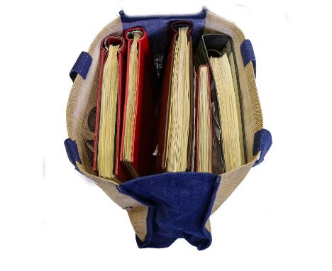 Accumulation in over twenty volumes and loose in a grocer's box and jute bag, lots of vintage schoolboy albums of varying sta
