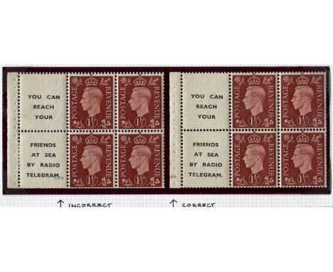 Collection of eleven different 1½d panes with advertising labels neatly written-up on pages, all except one are with cylinder