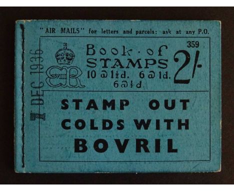 1936 first booklet issue of the reign with cancelled overprints type 33 (unpunched), the rarest Edward VIII booklet, very few