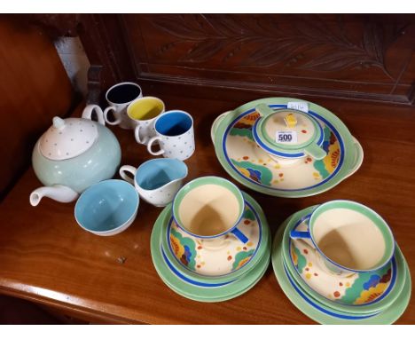 PART SUSIE COOPER TEA WARE &amp; ROYAL DOULTON TEA WARE, GLASS FRUIT BOWL, MASON WARE, JAR &amp; LID, SPODE HUNTING PLATES &a