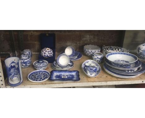 SHELF OF BLUE &amp; WHITE CHINA