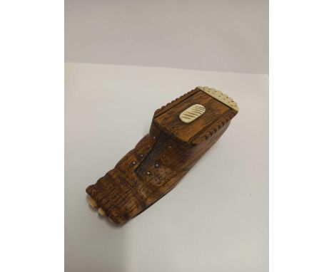 TREEN BOOT SNUFF BOX OR HOLDER