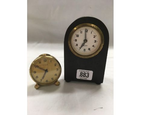 VINTAGE CYMA ALARM CLOCK &amp; A SMALL PRECISTA MANTLE CLOCK