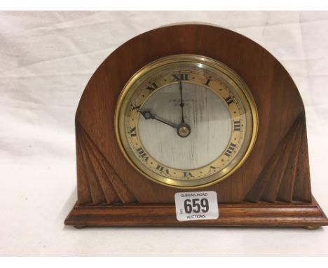 ART DECO MAHOGANY 8 DAY MANTLE CLOCK
