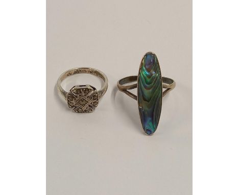 A 1930'S SILVER & MARCASITE RING & ANOTHER