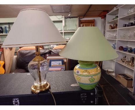 GLASS TABLE LAMP &amp; A CHINA TABLE LAMP