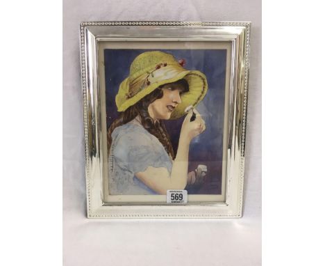 WATERCOLOUR PORTRAIT OF A GIRL IN A YELLOW HAT, SIGNED INDISTINCTLY AND DATED 1922, 12” X 10”