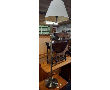 MODERN CHROME EFFECT STANDARD LAMP &amp; SHADE, 4ft 8" TALL