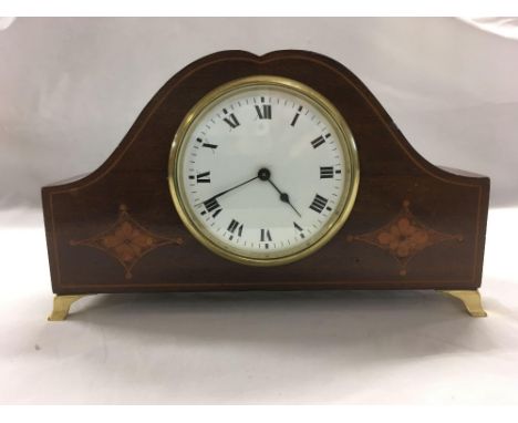 EDWARDIAN INLAID MAHOGANY MANTLE CLOCK