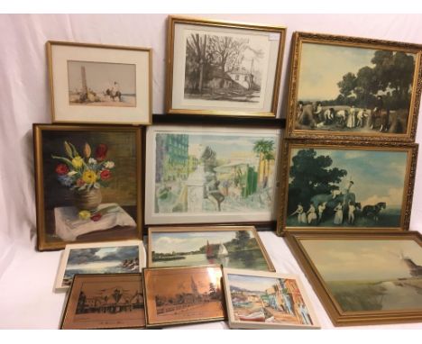 QTY OF F/G PICTURES, 1 OF TAPESTRY ETC