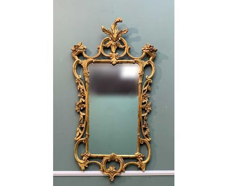 GEORGE III STYLE GILT GESSO MIRROR, Chippendale rococo style, 107h x 53cms hProvenance: private collection Vale of GlamorganC