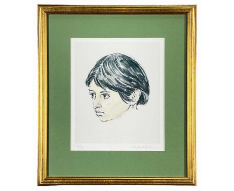 ‡ SIR KYFFIN WILLIAMS RA limited edition (61/150) print - head portrait of Tehuelche girl, Norma Lopez, fully signed in penci