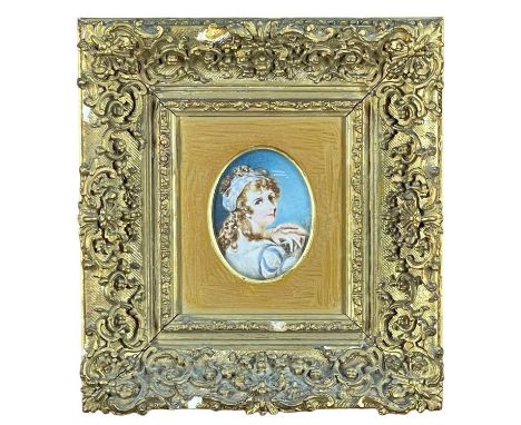 19TH CENTURY PORTRAIT MINIATURE OF LADY HAMILTON, c. 1825, on ivory, back inscribed 'Painted by Maria Hallen for Mrs Barker o