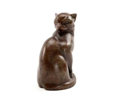 ‡ FELICITY AUDEN (20th Century) limited edition (2/15) patinated bronze - seated cat, signed with monogram and numbered, 12cm