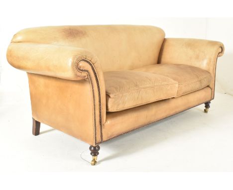 Leather Chairs of Bath - A 20th century oak &amp; leather Chesterfield two seater sofa. The sofa having a padded back over sc